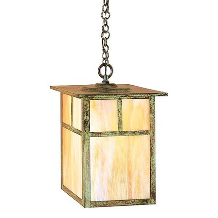 Arroyo Craftsman 15" Mission Pendant Without Overlay (Empty), Antique Copper, Clear Seedy Glass MH-15ECS-AC